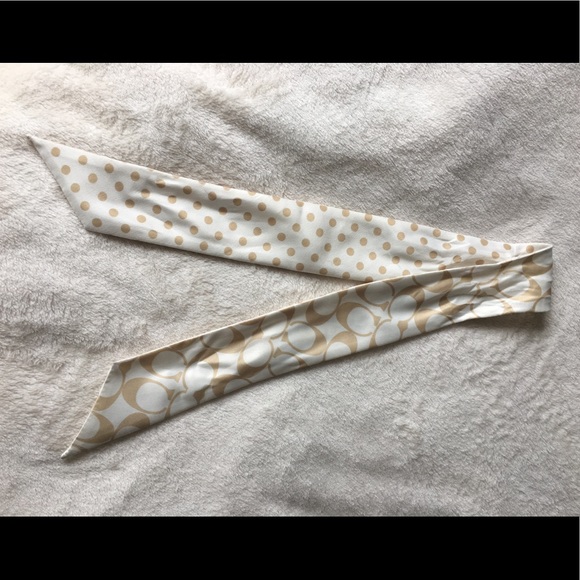 Coach polka dot ribbon for handbag, cream beige
